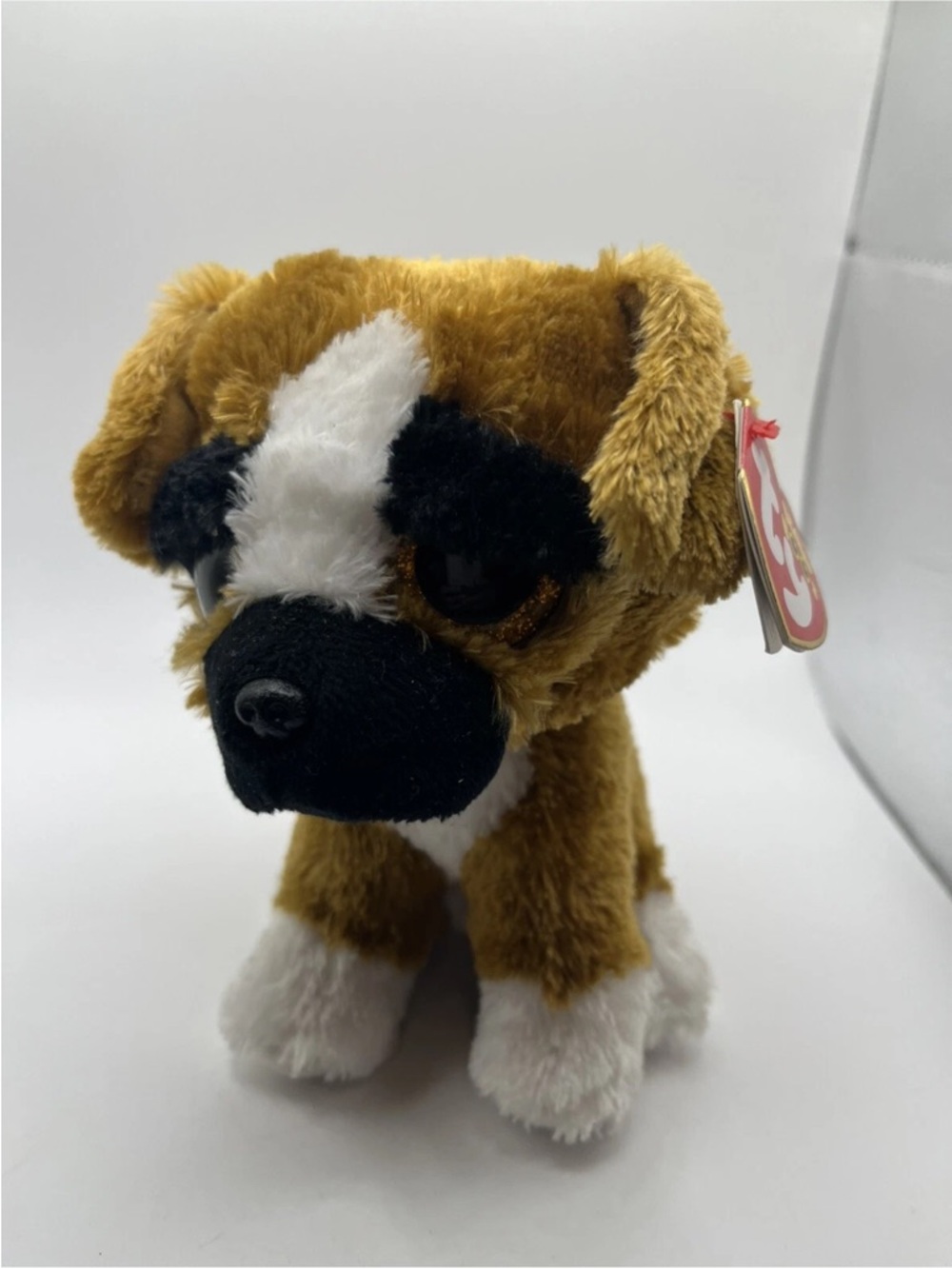 Ty Beanie Boo Brutus Puppy Plush - Brown & White. Rare NWT